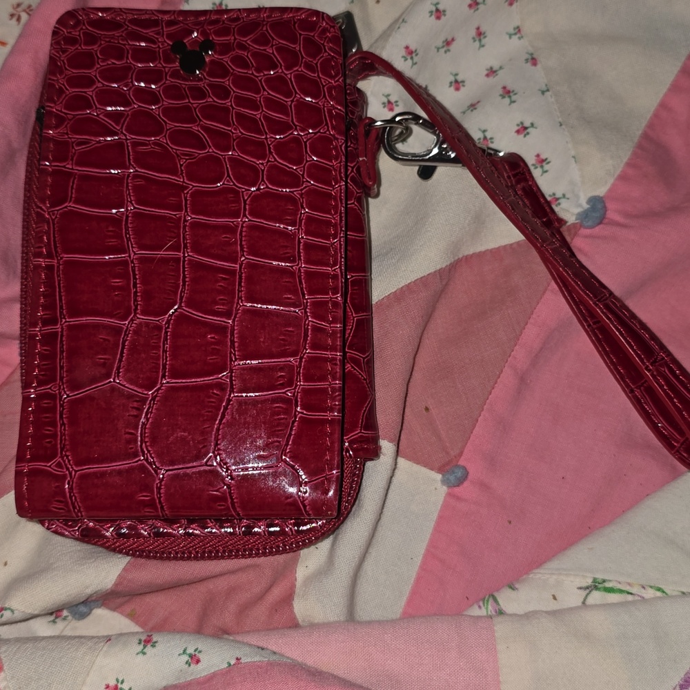 Disney Store Mickey Mouse D-Tech Red Croc Embossed Phone Wristlet Wallet